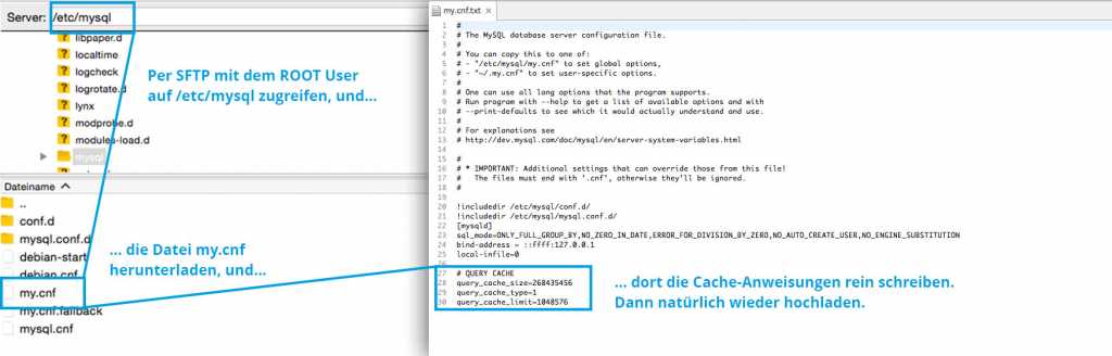 Schritt 2 : mySQL Konfiguration bearbeiten um Cache zu aktivieren | Johannes Ulrich Gehrke