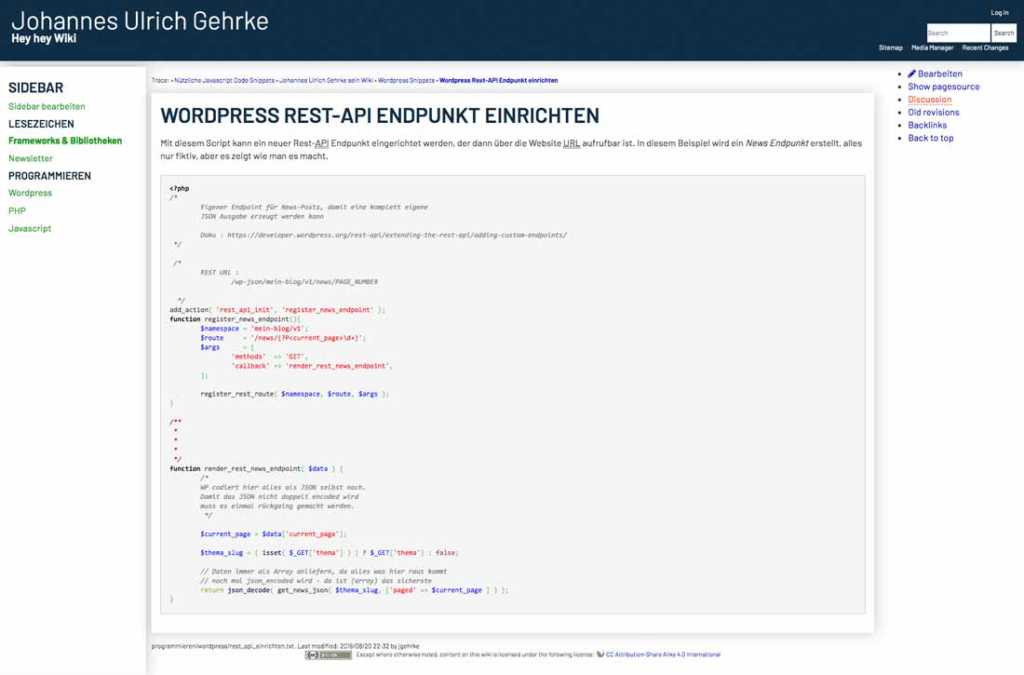 Beispiel Beitrag in meinem Wiki | Johannes Ulrich Gehrke